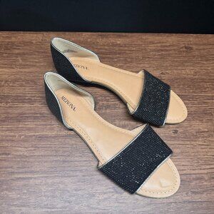 Merona Black Sparkle Flat Sandals Size 8